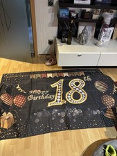 18. Geburtstag Banner Deko 18 Junge Mädchen Schwarz Gold, Geburtstagsbanner
