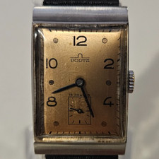 Vintage Herrenuhr "PORTA" German TANK Selten Stahl Oversize watch 1940's Era