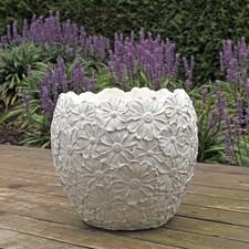 Übertopf Groß Creme Weiß Gold Blumentopf Landhaus Blumenübertopf Vintage 