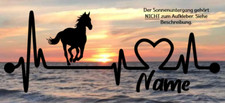 Aufkleber Pferde Deutsches Reitpony Herzschlaglinie Wohnwagen, Auto