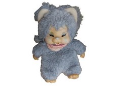 NYAMY 1979 Monchhichi Katze Kätzchen grau ca 20 cm groß mit Halstuch Rarität 
