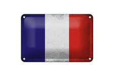 Blechschild Flagge Frankreich 18x12 cm Flag France Vintage Deko Schild