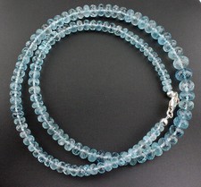 Exklusive Aquamarin Kette Natur Edelstein facettiert 1A hellblau Collier 50,5 cm