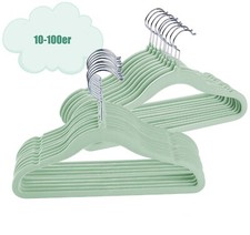 10-100 Kleiderbügel für Kinder Baby Kinderkleiderbügel Samt Platzsparend Grün