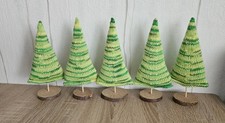 Weihnachtsdeko 5 gestrickte Tannenbäume grüne Töne Handarbeit Winterdeko