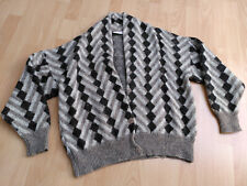 VINTAGE: Sigursson for Walbusch Strickjacke Jacke 100% Wolle Rauten beige unisex