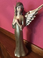 Engel Skulptur groß gold mit Glitzer Höhe 40 cm betend Figur Engelsgesicht NEU