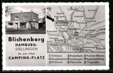 AK Hamburg-Stellingen, Camping-Platz Blichenberg mit Lebensmittelgeschäft, Land 