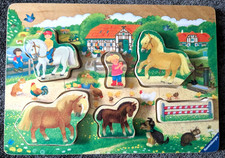 Ravensburger Holzpuzzle für die Kleinsten Bauernhof Tiere 6 Teile u. Holzvorlage