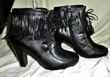 JETTE JOOP Stiefelette Stiefel  ancle Boot Fransen schwarz  Blockabsatz Gr. 37