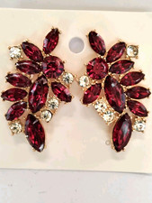 Ohrclips rot weiß  funkelnde