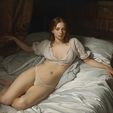 Akt Schlafzimmer weiblich Malerei Gemälde Öl Bild Zeichnung Dame Frau Kunstdruck