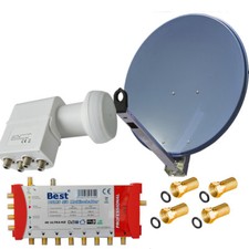 Sat Anlage 85cm ALU Sat Spiegel Gibertini LN Multischalter 5/8 Quattro LNB HD 3D
