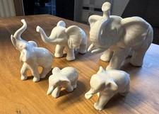 5 Stück weiße Elefanten Porzellan Elefanten Verschiedene Größen 4 bis 12 cm hoch
