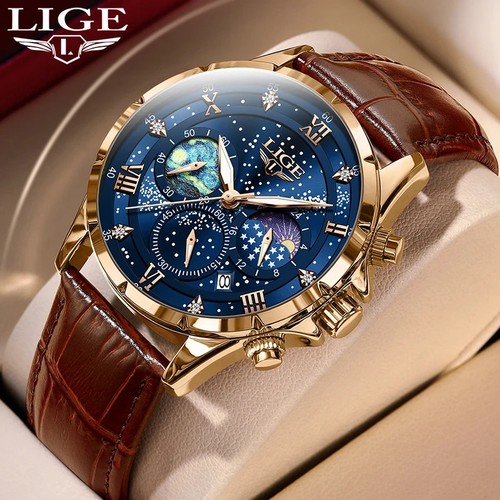 Luxus quarz herrenuhr leder - herrenuhr,