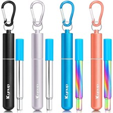 Edelstahl Trinkhalme Teleskop Strohhalm wiederverwendbar To Go Reinigungsbürsten