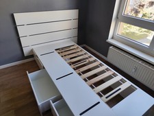 Bett mit Schubladen, weiß