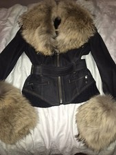 Pelz jeans jacke damen S