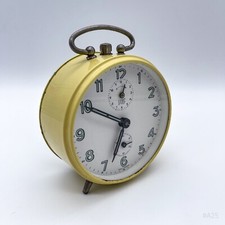 Vintage BADUF Wecker, Tischwecker mechanisch - Made in Germany Pastellgelb