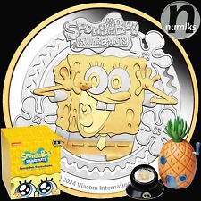 SPONGEBOB Square Pants™ - Tuvalu 2024 - 2 Oz Silber PP Proof + vergoldet - BOX