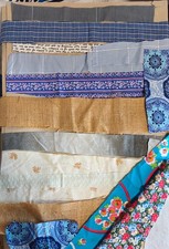 Stoffstreifen - Stoffrest  - Baumwolle und Rupfen - bunt