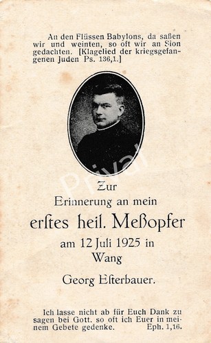 Erinnerung erstes heiliges