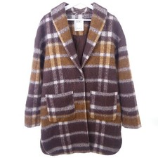 EDC BY ESPRIT Mantel Wolle Kariert Braun Gr. XL