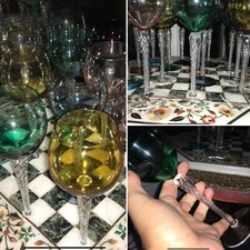 👀6 SELTENE STUART Air Twist Harlekin Schale 7 1/2" Hock Wein Gläser AIR TWIST STEM