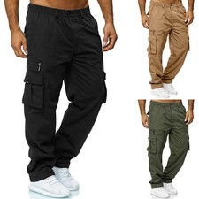 Herren Taschen Gerades Bein Cargohose Lang Hose Herbst Freizeithose Jogginghosen
