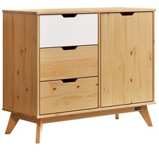 B-Ware Kommode Sideboard Schrank mit 3 Schubladen Möbel Massiv Holz 96x79x40cm
