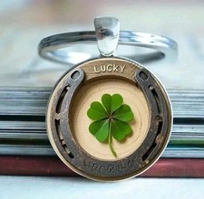 Schlüsselanhänger Kleeblatt Glücksbringer Good Luck Glück Geschenk Hufeisen 