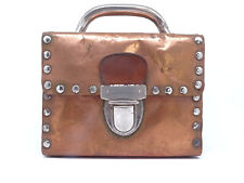 Handtasche Paris Frankreich • Vollleder Kupferfolie mit Nickel-Nieten Vintage