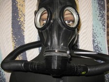 Latexmaske, Russ-Gasmaske, Vollgesichtsmaske, Gummi, Fetisch, Black
