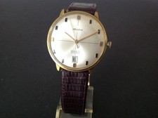 Art Deco Abeler Herren Armbanduhr Datum Gold Double Cal. ETA  top selten ~1968