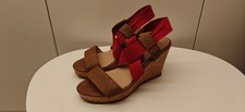 getragene süße Keilabsatz Sommer Sandalen Peeptoes Wedges braun rot 39
