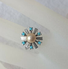 Perle mit Türkis - Ring (RSS0134) 925er Silber mit , Gr. 15,75