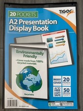 A2 Vitrinebuch 20 Taschen Präsentationsordner schwarz NEU Einlagen enthalten **