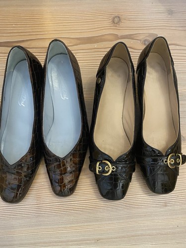 Paar damenschuhe lack braun - paar,