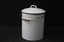 Alter Eimer Emaille Ascheeimer Mülleimer Wassereimer Metall + Deckel