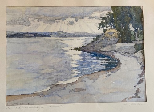 Aquarell abend bei meersburg - bei,