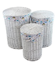 Wäschekorb weide rund weiss