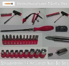Steckschlüsselsätze, T-Griff, Flex Schraubendreher, 1/4", 3 versch. Nuss Bit Set