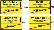 Schild Hochzeit - Ortsschild