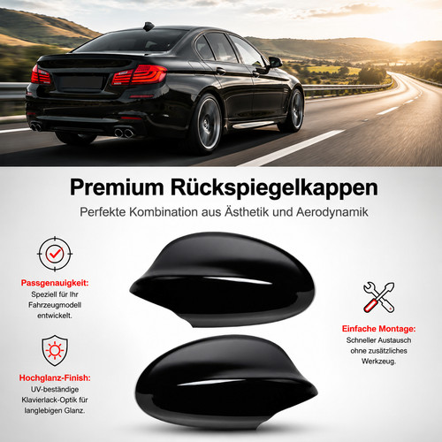 Spiegelkappen schwarz - 2x,