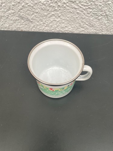 Emaille tasse weiß grün - tasse, weiß-