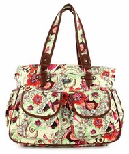 Oilily Tropical Birds Diaper Bag Umhängetasche Schultertasche Tasche Cream-White