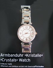 Armbanduhr Swarovski Kristalle in Bicolor-Optik Edelstahl Silber Mineralglas