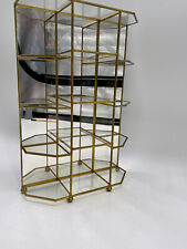 *DISPLAY SCHAU MINIATUR VITRINE GLAS MESSING TISCH SCHMUCK UHREN SPIEGEL GOLD VI