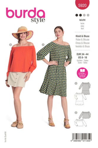 Burda schnittmuster 5920 bluse - schnittmuster,