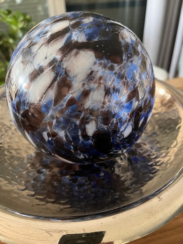 Glaskugel mundgeblasen blau - mundgeblasen, blau￼